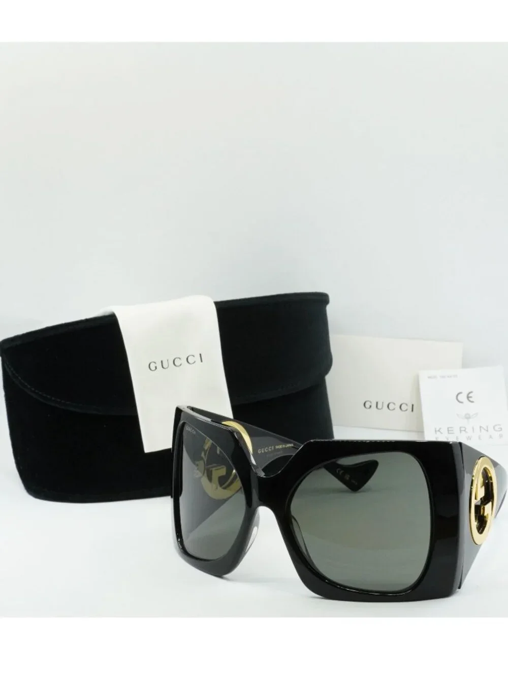 Gucci GG1255S 001 Square Sunglasses - Black / Smoke